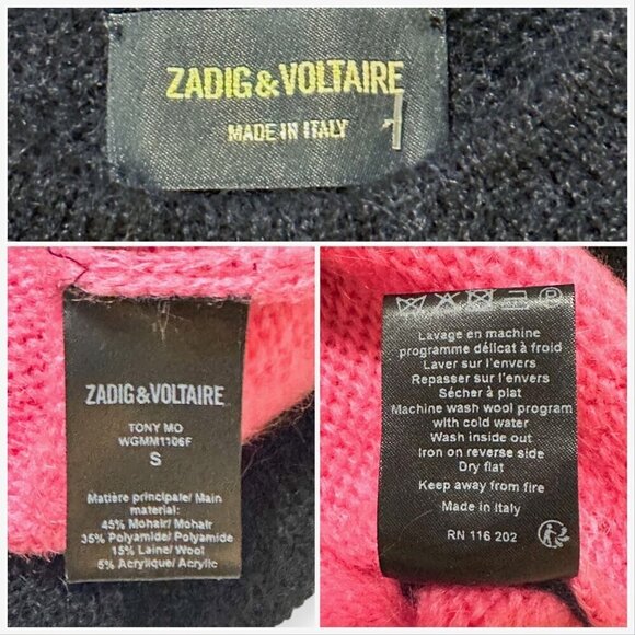 Zadig & Voltaire Tony‎ Mohair Sweater, Blue/Pink, Size S - Picture 5 of 14
